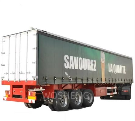 Wosheng 3 Assi 40ft 45ft PVC Tarpaulin Curtain Sider Semi trailer con sospensione ad aria