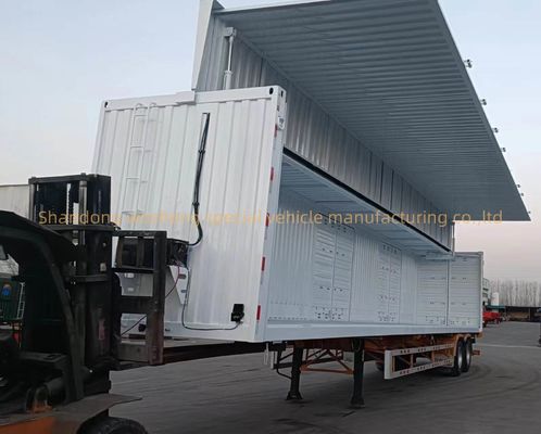 3 assi 30/40tons Logistica Panne d'ala Van Semi rimorchio con sistema di sospensione in acciaio open box