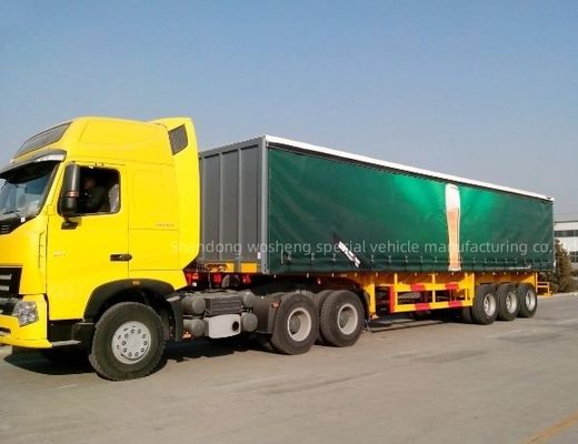 Wosheng 3 Assi 40ft 45ft PVC Tarpaulin Curtain Sider Semi trailer con sospensione ad aria