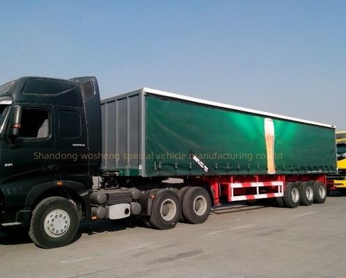 Wosheng 3 Assi 40ft 45ft PVC Tarpaulin Curtain Sider Semi trailer con sospensione ad aria