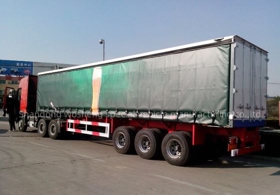 Wosheng 3 Assi 40ft 45ft PVC Tarpaulin Curtain Sider Semi trailer con sospensione ad aria