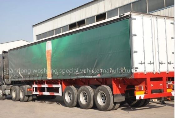 Wosheng 3 Assi 40ft 45ft PVC Tarpaulin Curtain Sider Semi trailer con sospensione ad aria