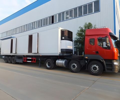 Colore personalizzato Wosheng 3 Asse 20 40 45 53 Ft Freezer Frigorifero Van Semi-Trailer