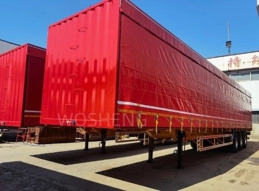 Camion 40-50 tonnellate 3 assi 40ft 45ft Red Curtain Side Sliding Semi-Trailer con bambusa in PVC