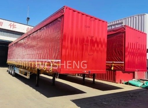 Camion 40-50 tonnellate 3 assi 40ft 45ft Red Curtain Side Sliding Semi-Trailer con bambusa in PVC