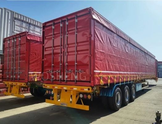 Semi-remorco a cortina laterale su misura Wosheng 3 asse con sistema di frenatura WABCO a doppia linea