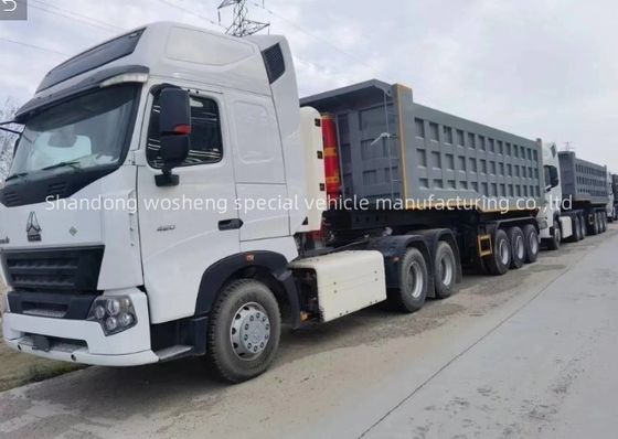 Camion rimorchio Wosheng 3 assi idraulici retro di scarico tipper semi-camion tipping rimorchi