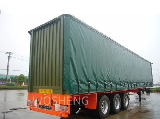 Semi-remolchio Wosheng Durable 3 Assi Verde 40ft 45ft PVC Curtain Sider Truck Consegna