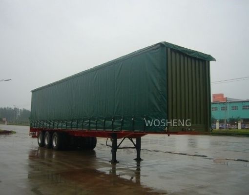 Semi-remolchio Wosheng Durable 3 Assi Verde 40ft 45ft PVC Curtain Sider Truck Consegna