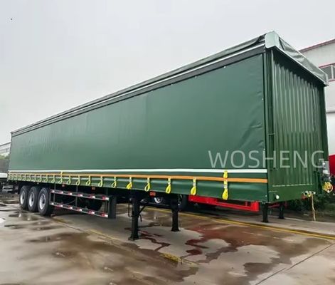 Wosheng 3 assi verde 40ft 45ft PVC cortina laterale semirimorchio 13T 16T BPW/FUWA asse
