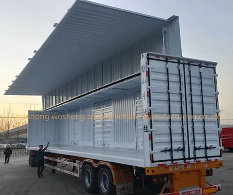 12R22.5 12 unità pneumatico open van double wing semi-trailer per il trasporto di merci