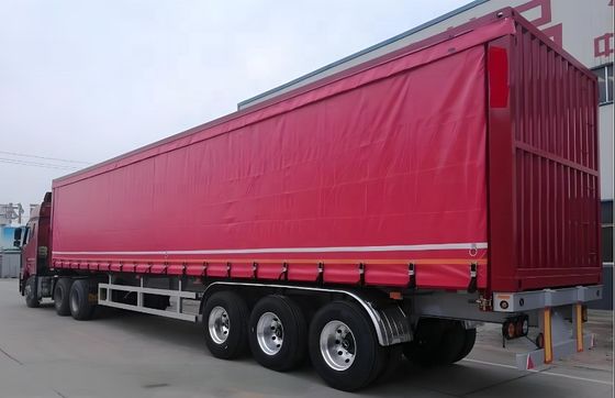 60 tonnellate di peso totale semirimorchio per camion 3 assi pavimento in alluminio tenda laterale in PVC