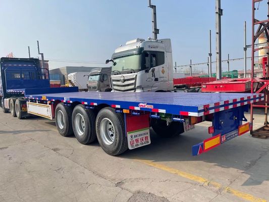 60T 3/4 assi Container di trasferimento di acciaio Flatdeck camion rimorchio per carico ad alta capacità