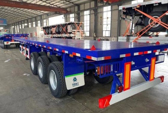 Container in acciaio da 20 piedi a 40 piedi semirimorchio a pianta piatta per rimorchio per camion in colore giallo