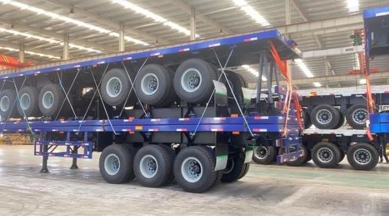Container in acciaio da 20 piedi a 40 piedi semirimorchio a pianta piatta per rimorchio per camion in colore giallo