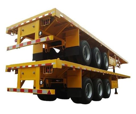 Container in acciaio da 20 piedi a 40 piedi semirimorchio a pianta piatta per rimorchio per camion in colore giallo