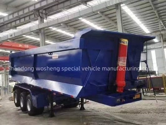 Q345B / T700 Ferro tracciato principale 3 assi Blu idraulico posteriore semirimorchio per Wosheng