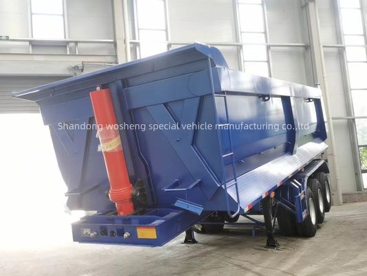 Q345B / T700 Ferro tracciato principale 3 assi Blu idraulico posteriore semirimorchio per Wosheng