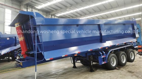 Q345B / T700 Ferro tracciato principale 3 assi Blu idraulico posteriore semirimorchio per Wosheng