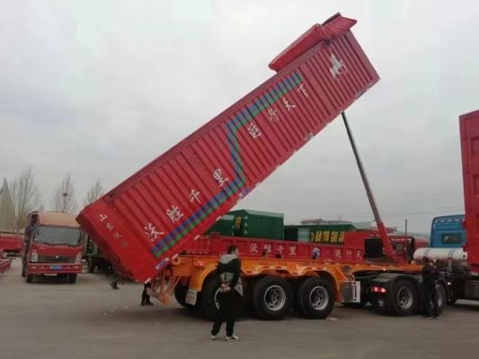 4 assi Camion idraulico a rimbalzo posteriore semirimorchio per il trasporto di pietre pesanti