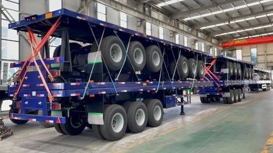 Wosheng più venduto 3 assi 50 tonnellate Flatbed Truck Trailer Acciaio Flat Bed Semi-Trailer