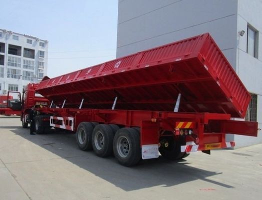 Wosheng Tri-Axle Side Dump Trailer con sollevamento idraulico e dimensioni 13000*2550*2900mm