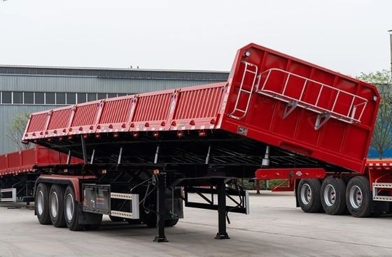 Semi-remolchi a tre assi con sollevamento idraulico, ribaltatore laterale e rimorchio laterale per camion