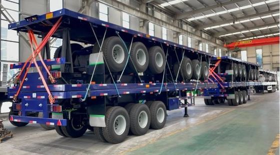 Semi-remolchio 3 assi 4 assi Container a ponte piatto di acciaio