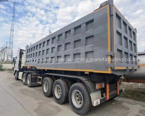 Semi-remorco per il trasporto di grano di pietra di sabbia e rifiuti posteriore per ShanDong WS 3 assi 20-100Tons