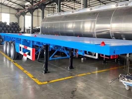 Wosheng ha un carico massimo di 30000 kg 3 assi 4 assi contenitore in acciaio semirimorchio a letto piatto