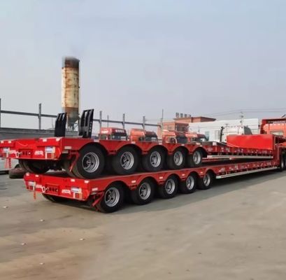 Sospensione aerea o meccanica 3/4 asse semirimorchio lowboy per il trasporto di escavatori