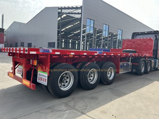 Semi-remorco a trazione piatta in acciaio Q345B per il trasporto di container da 20 piedi a 40 piedi