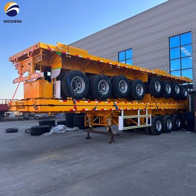 Container di spedizione semirimorchio a letto piatto con 12 set di serratura a torsione e 0 tonnellate di carico massimo