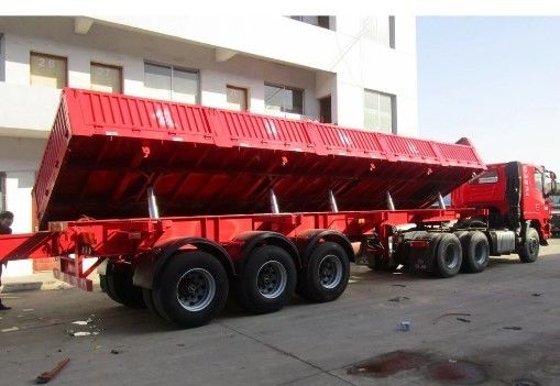 Prato di ribaltamento laterale per pietra di sabbia Tri 3 assi 50 tonnellate Side Dump Truck Semi-trailer