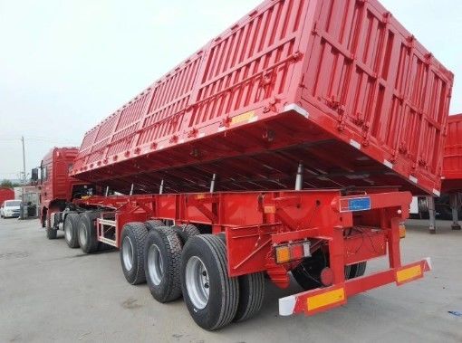 Prato di ribaltamento laterale per pietra di sabbia Tri 3 assi 50 tonnellate Side Dump Truck Semi-trailer