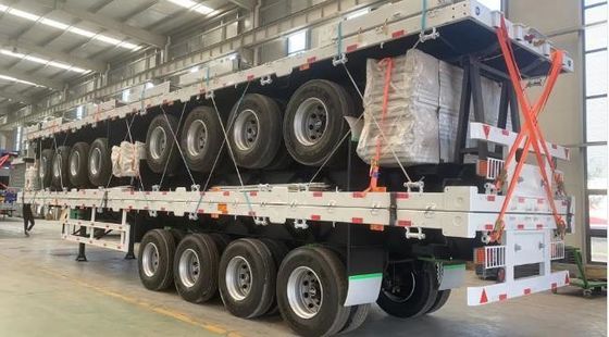 Miglior telaio da container da 20 ft a 40 ft semirimorchio a letto piatto con carrello di atterraggio pesante da 28 t
