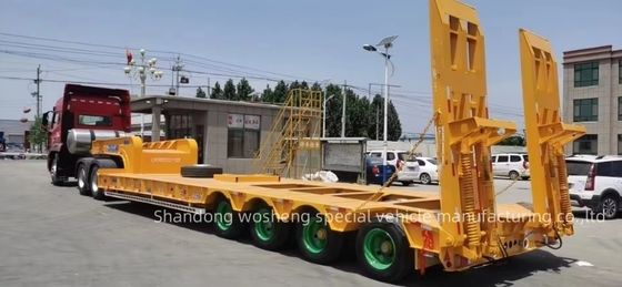 Wosheng 4 assi 16 ruote semirimorchio a letto basso per il trasporto di attrezzature pesanti