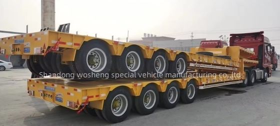 Wosheng 4 assi 16 ruote semirimorchio a letto basso per il trasporto di attrezzature pesanti