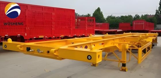 Richiesta del cliente 2 Chassis a asse 40FT/45FT Semi-remorco scheletrico Trecciato di atterraggio pesante