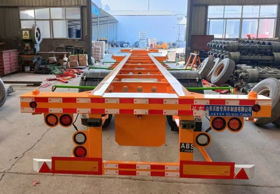 20FT 40FT Chassis in acciaio pesante a 3 assi Semi-remolchio scheletrico con sospensione meccanica