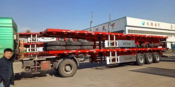 Semi-remorchi a tre assi piatti per il trasporto di container da 20 piedi a 40 piedi e carichi pesanti