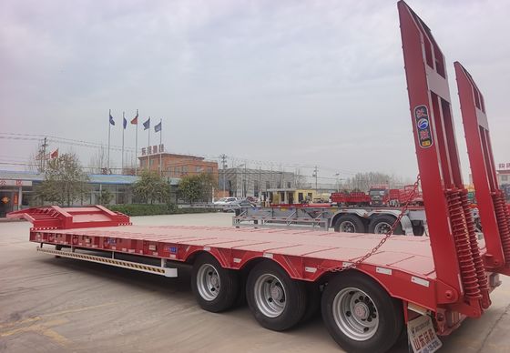 20ft/40ft Container Lowbed Semi-Trailer per Wosheng 3/4/5/6 Assi e attrezzature pesanti