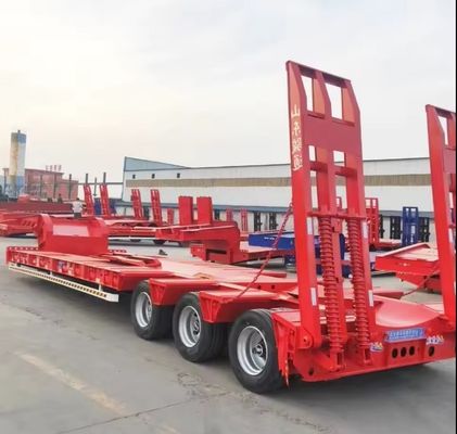20ft/40ft Container Lowbed Semi-Trailer per Wosheng 3/4/5/6 Assi e attrezzature pesanti