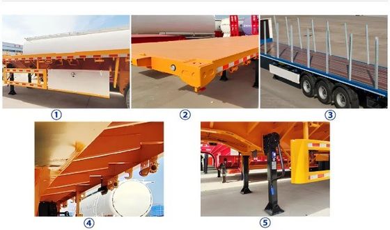 90mm*13mm*10layer Leaf Spring Flatbed Semi-Trailer con 28t Heavy Duty Landing Gear