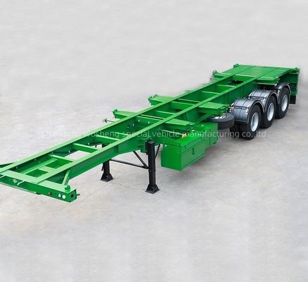 Wosheng Style 3 Semi-remorco a asse Skelettone rimorchio per camion verde 20FT 40FT contenitori