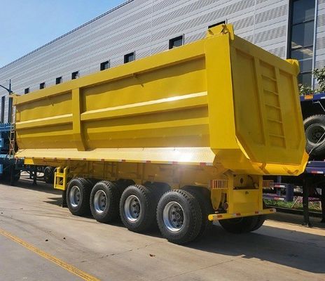Q345B / T700 Semirimorchio di scarico posteriore a 4 assi con traccia principale in acciaio per il trasporto del minerale