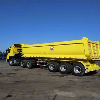 50 tonnellate di semirimorchio posteriore a tre assi quadrati con cilindro di sollevamento idraulico