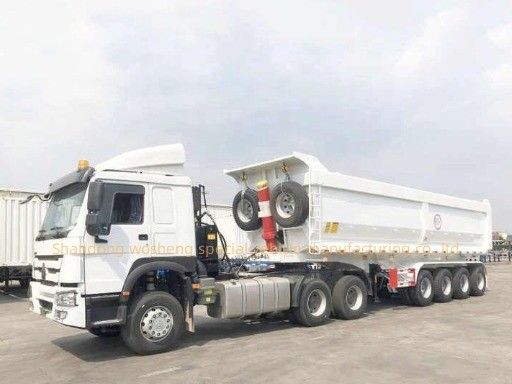 Semi-remolchieri di 60 tonnellate di capacità a forma quadrata per il trasporto di grano di sabbia e pietra