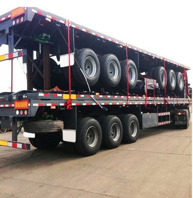 Capacità di carico di 55 tonnellate Container Semi-remorco a letto piatto 3 assi 4 assi Personalizzazione