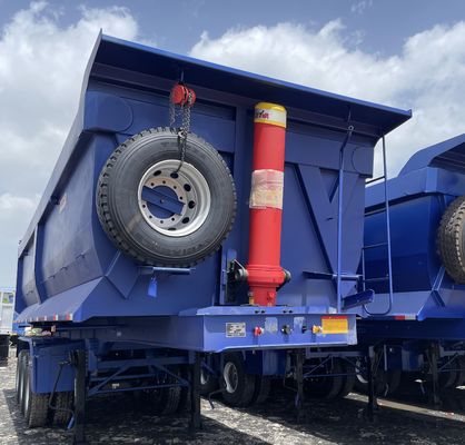 Semi-remorco idraulico a scarico posteriore da 60 tonnellate con carrello di atterraggio da 28 tonnellate